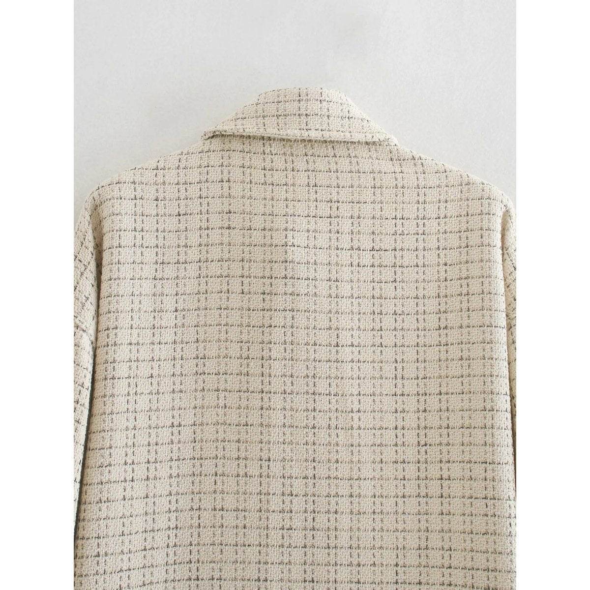 Women's Plaid Pattern Thick Coats Jacket Pearl Buttons