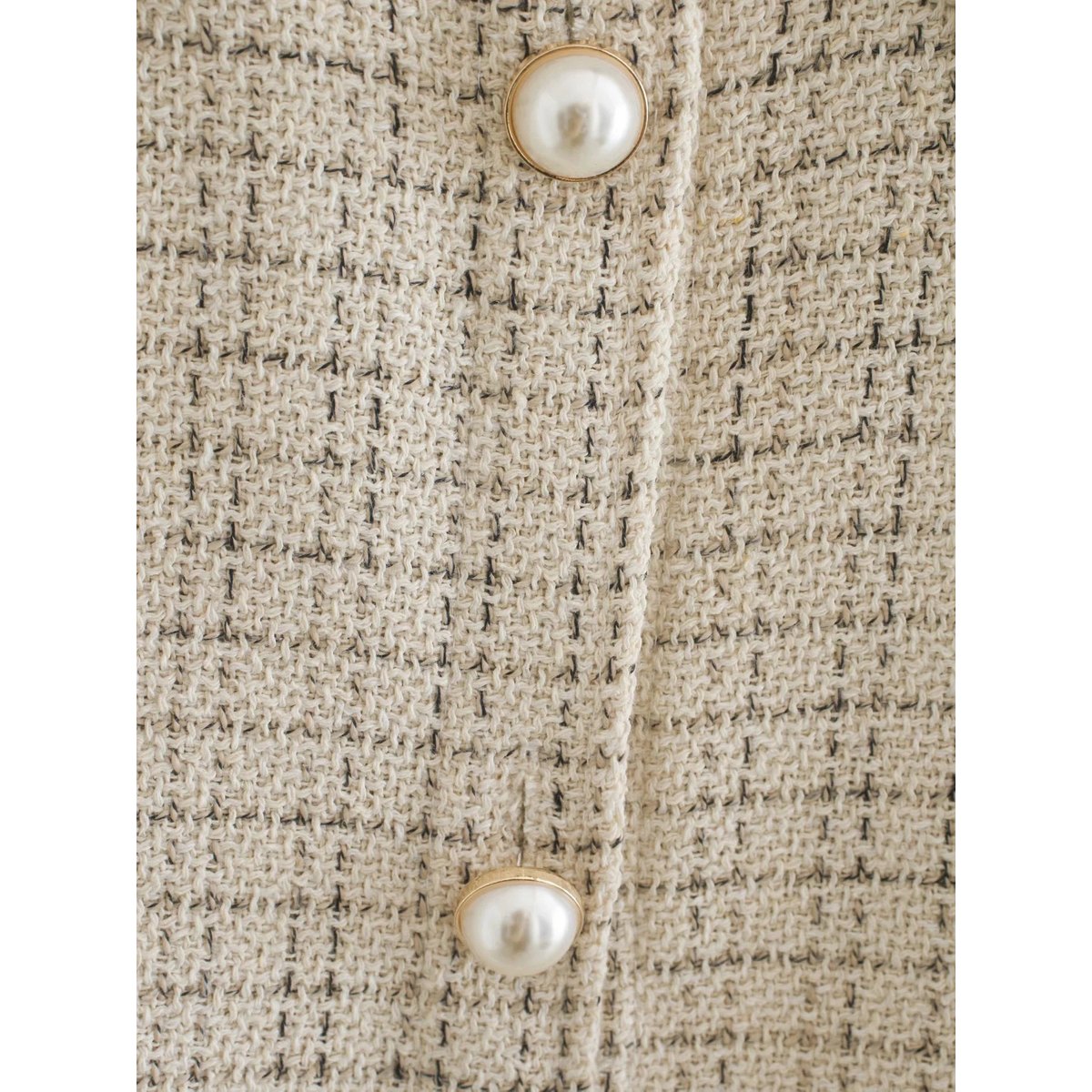 Women's Plaid Pattern Thick Coats Jacket Pearl Buttons