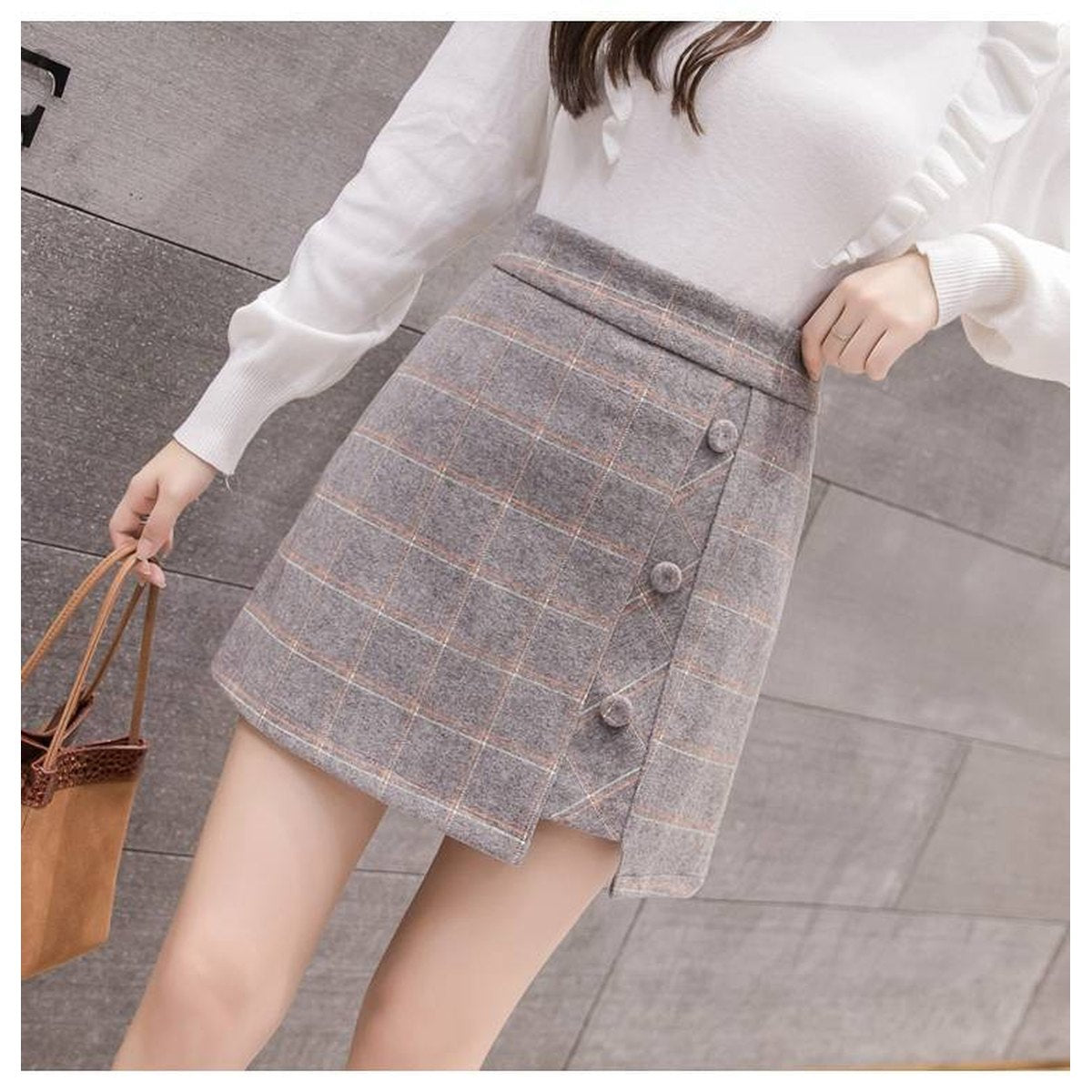Women's Plaid Wool Mini Skirt