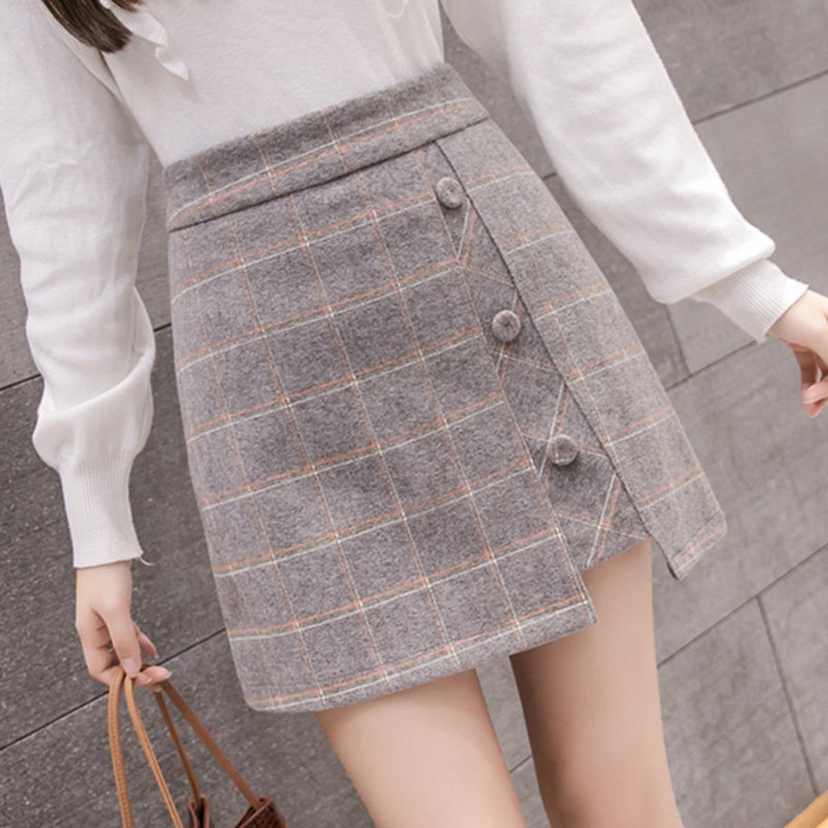Women's Plaid Wool Mini Skirt