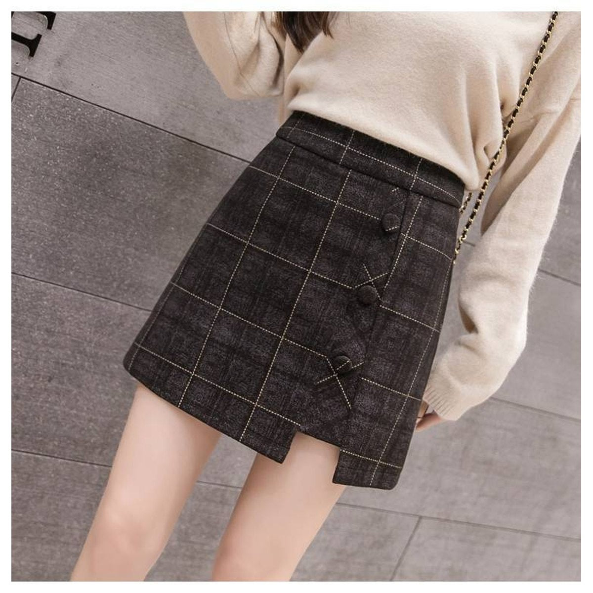 Women's Plaid Wool Mini Skirt