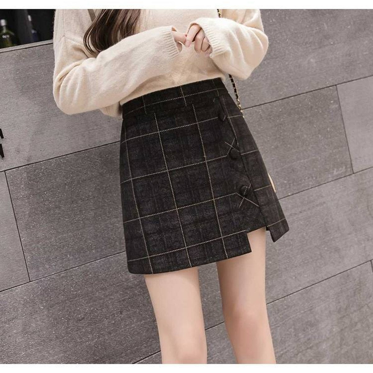 Women's Plaid Wool Mini Skirt