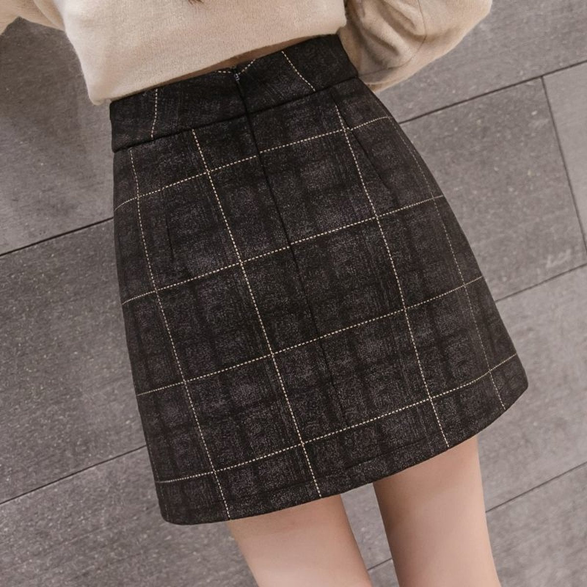 Women's Plaid Wool Mini Skirt