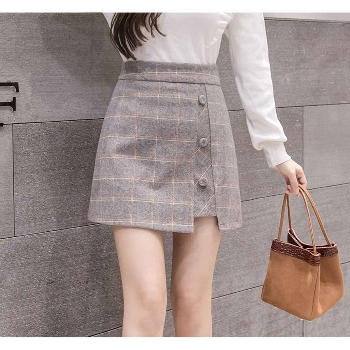 Women's Plaid Wool Mini Skirt
