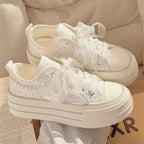 Women's Platform Backless Mule Canvas Sneakers Polka Dot