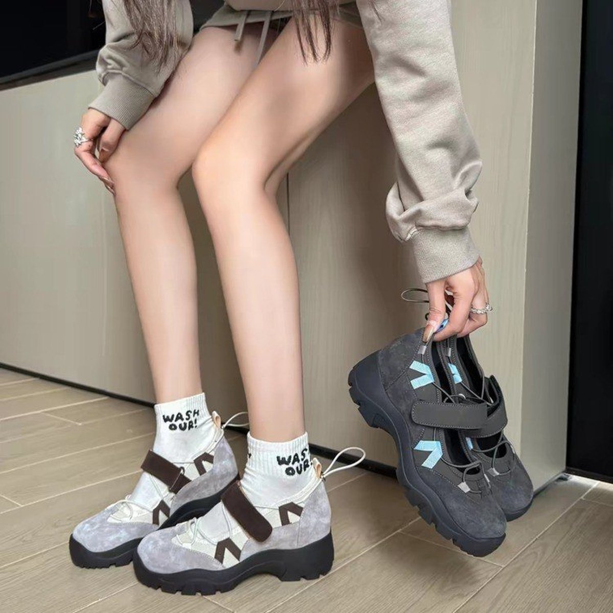 Women's Platform Ballet Sneakers Inner Height Increasing Casual