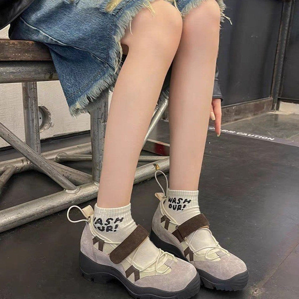 Women's Platform Ballet Sneakers Inner Height Increasing Casual