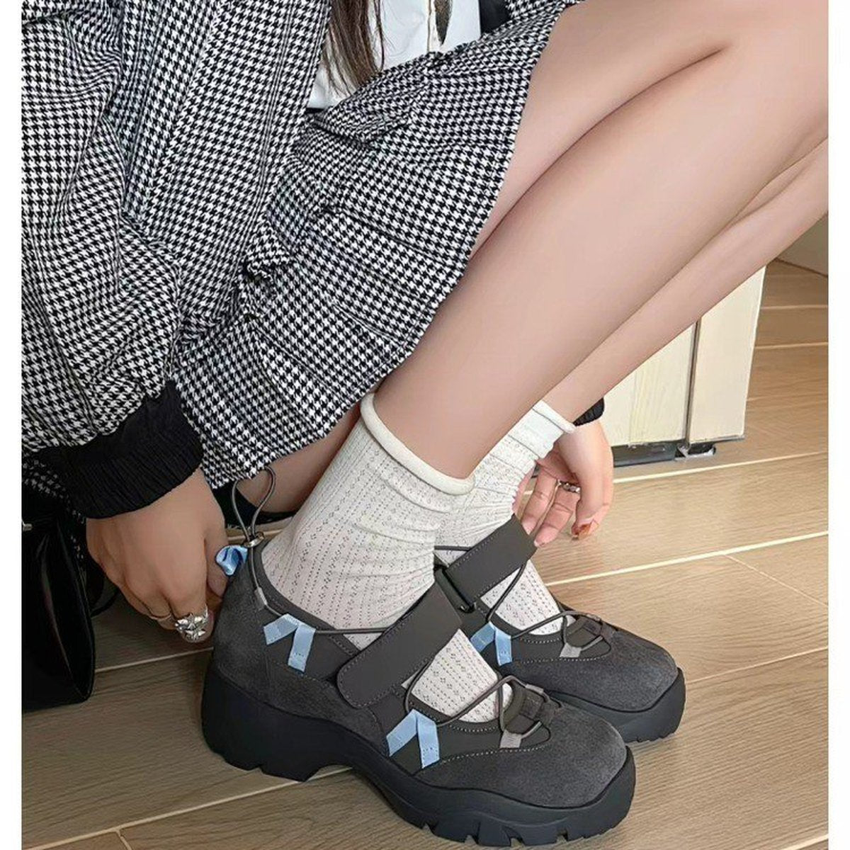 Women's Platform Ballet Sneakers Inner Height Increasing Casual