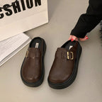 Women's Platform Birken Slides Leather Mules Slip-on Lazy
