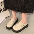 Women's Platform Birken Slides Leather Mules Slip-on Lazy