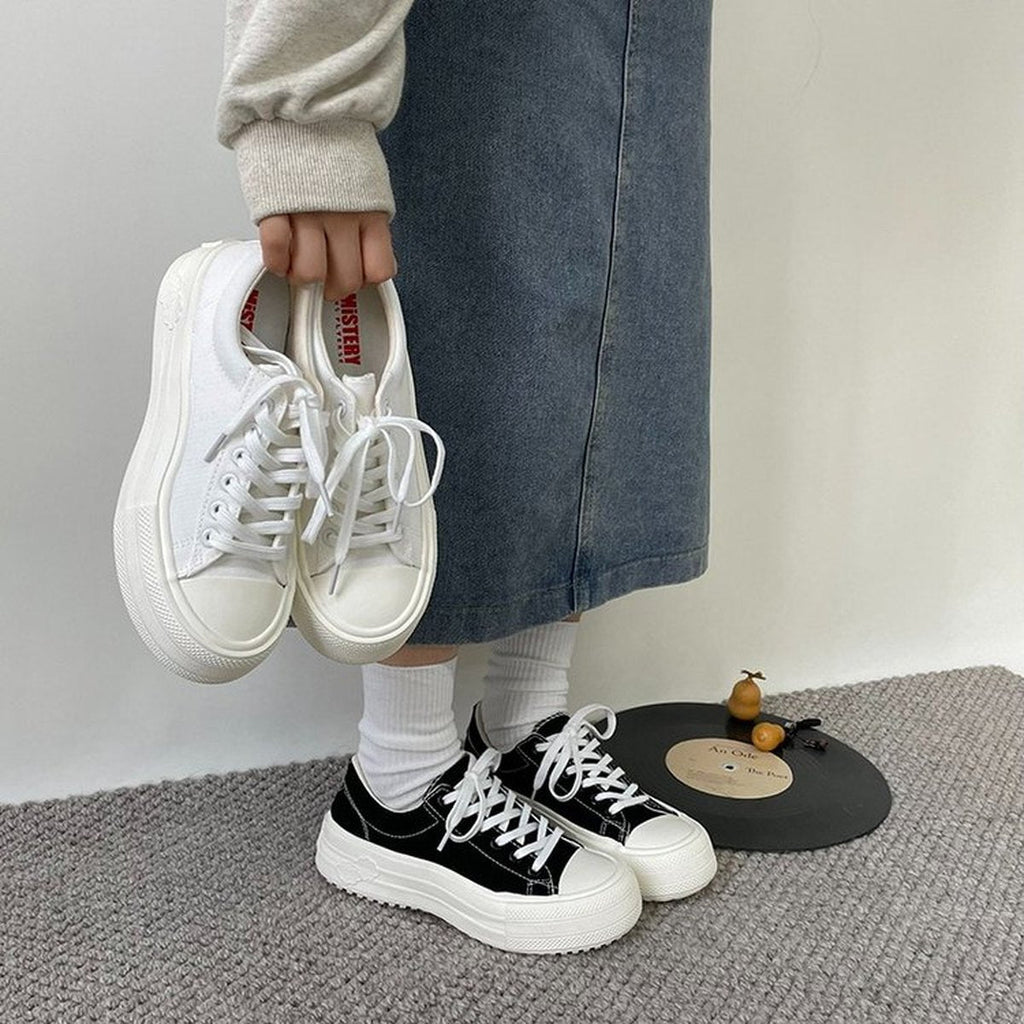Women's Platform Canvas Shoes Cloud White Versatile Stylish