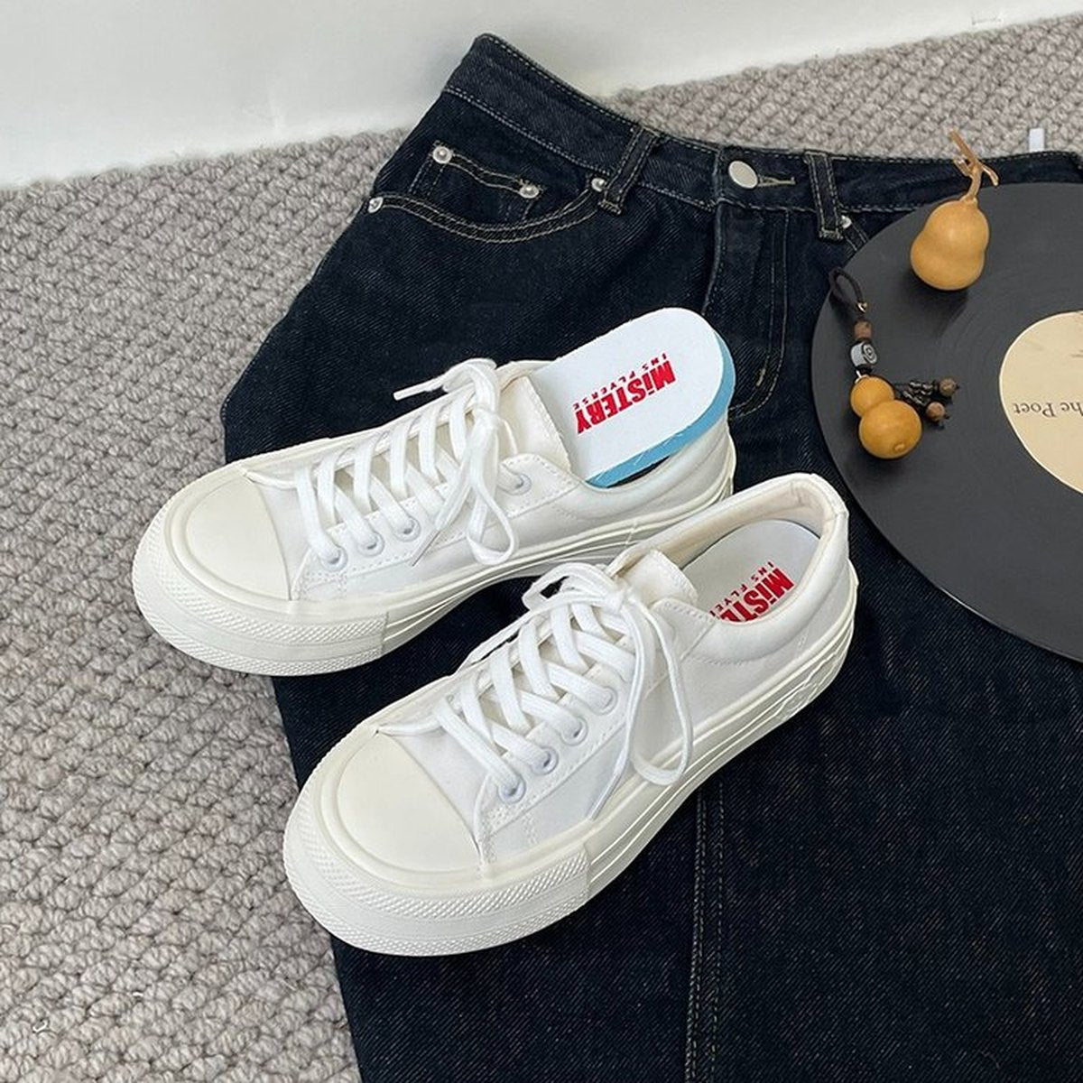 Women's Platform Canvas Shoes Cloud White Versatile Stylish