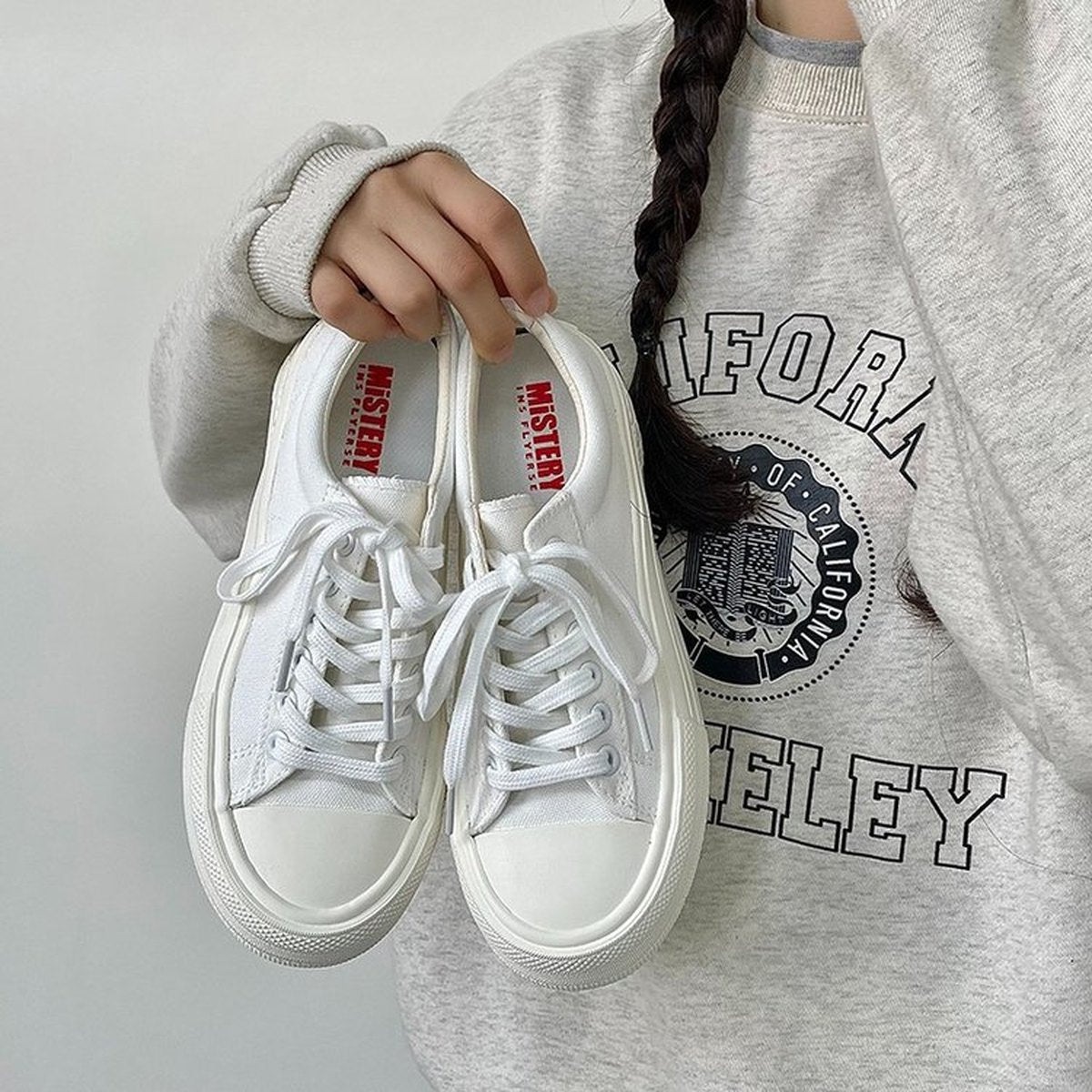 Women's Platform Canvas Shoes Cloud White Versatile Stylish