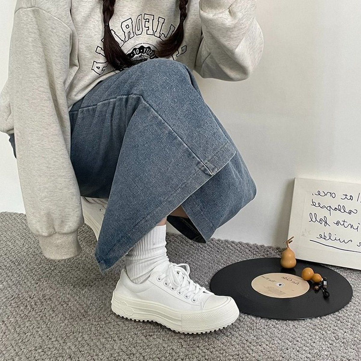 Women's Platform Canvas Shoes Cloud White Versatile Stylish