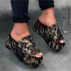 Women's Platform Sandals Leopard Print Sandal Flat Shoes