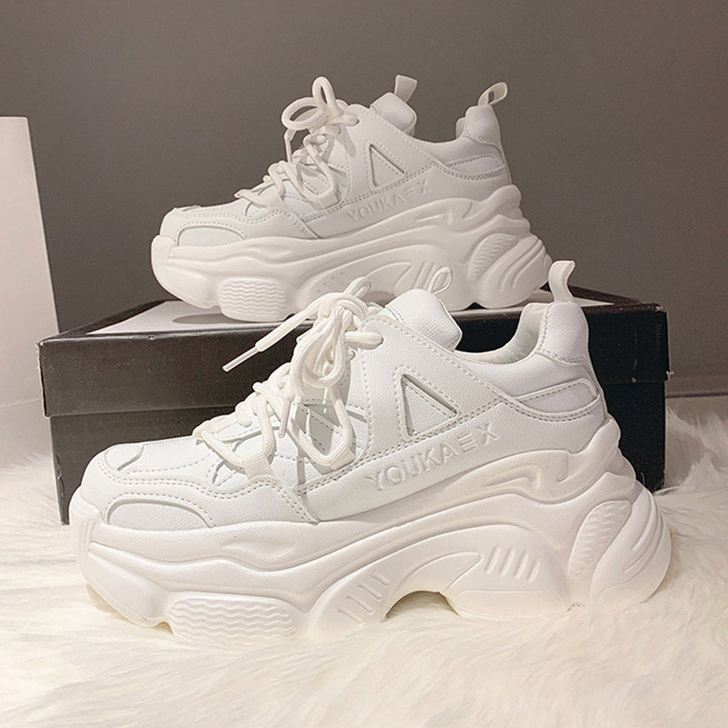 Women's Platform Shoes High Heel Small White Sneakers