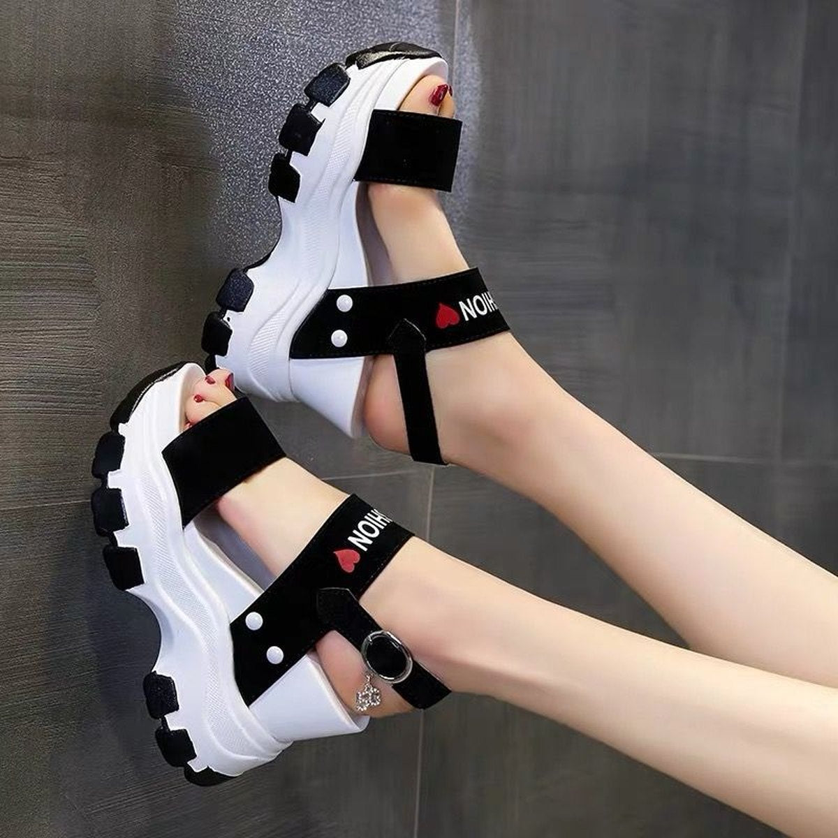 Women's Platform Wedge Sandals Small Height 10cm High