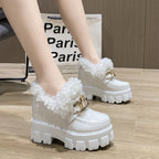 Women's Plus Fluffy Mouth Thick Soled High Loafers