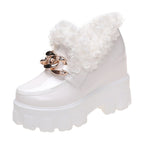 Women's Plus Fluffy Mouth Thick Soled High Loafers