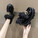 Women's Plus Fluffy Mouth Thick Soled High Loafers