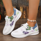 Women's Plus Size Printed Lightweight Fly-knit Sneakers