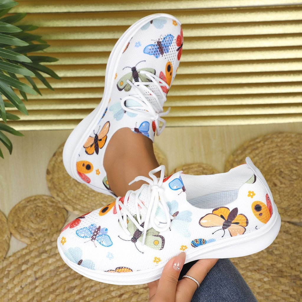 Women's Plus Size Printed Lightweight Fly-knit Sneakers