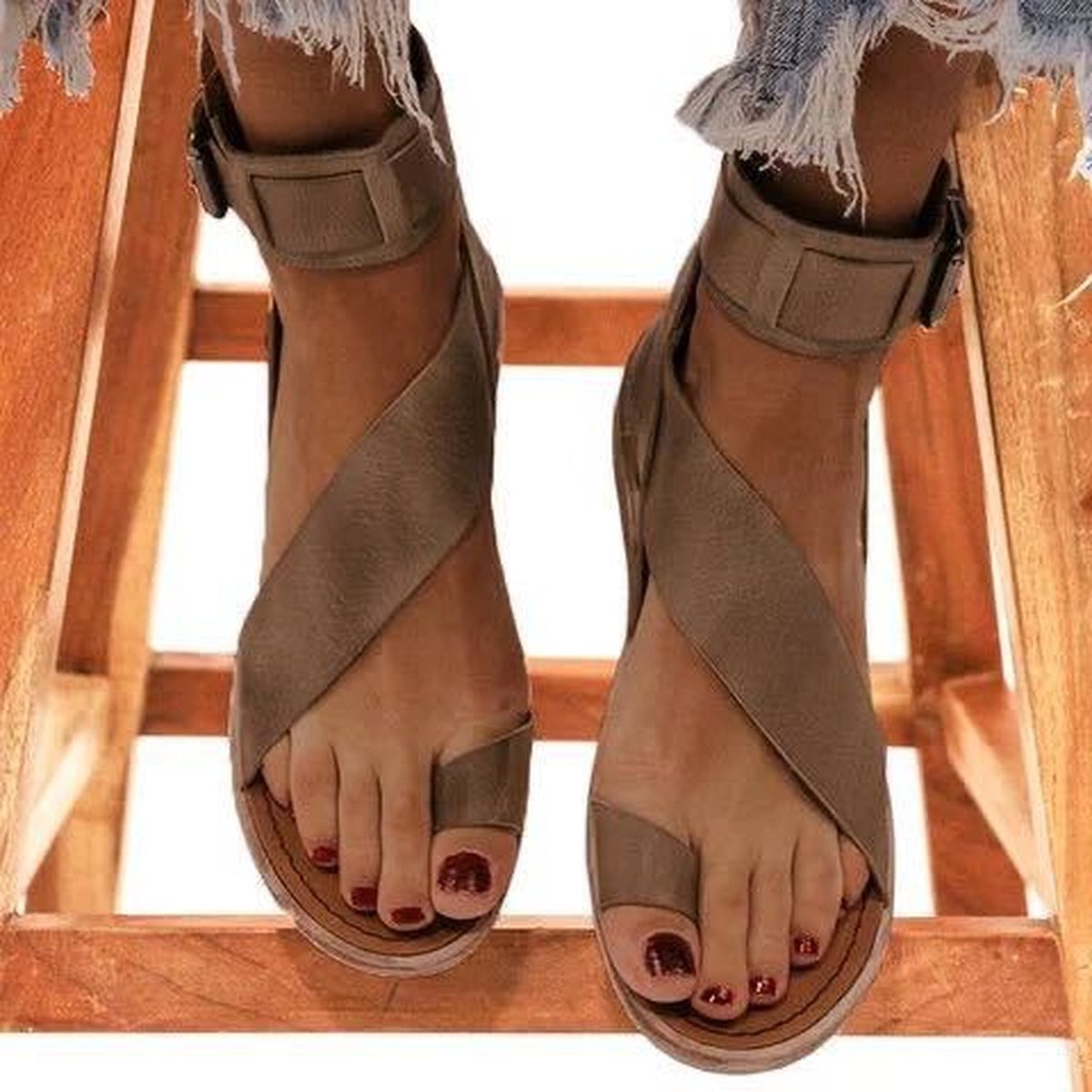Women's Plus Size Sandals Flat Roman Shoes