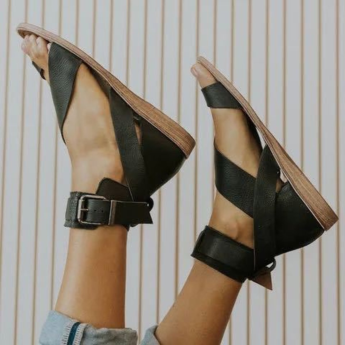 Women's Plus Size Sandals Flat Roman Shoes