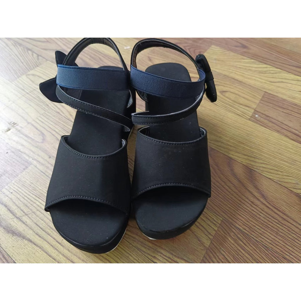 Women's Plus Size Suede Wedge Peep Toe Sandals