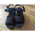 Women's Plus Size Suede Wedge Peep Toe Sandals