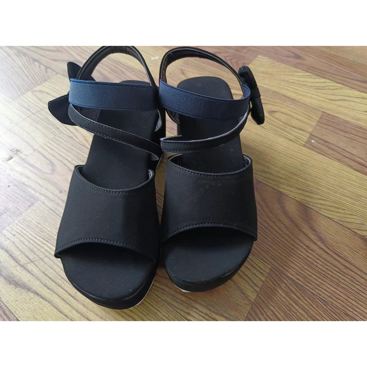 Women's Plus Size Suede Wedge Peep Toe Sandals