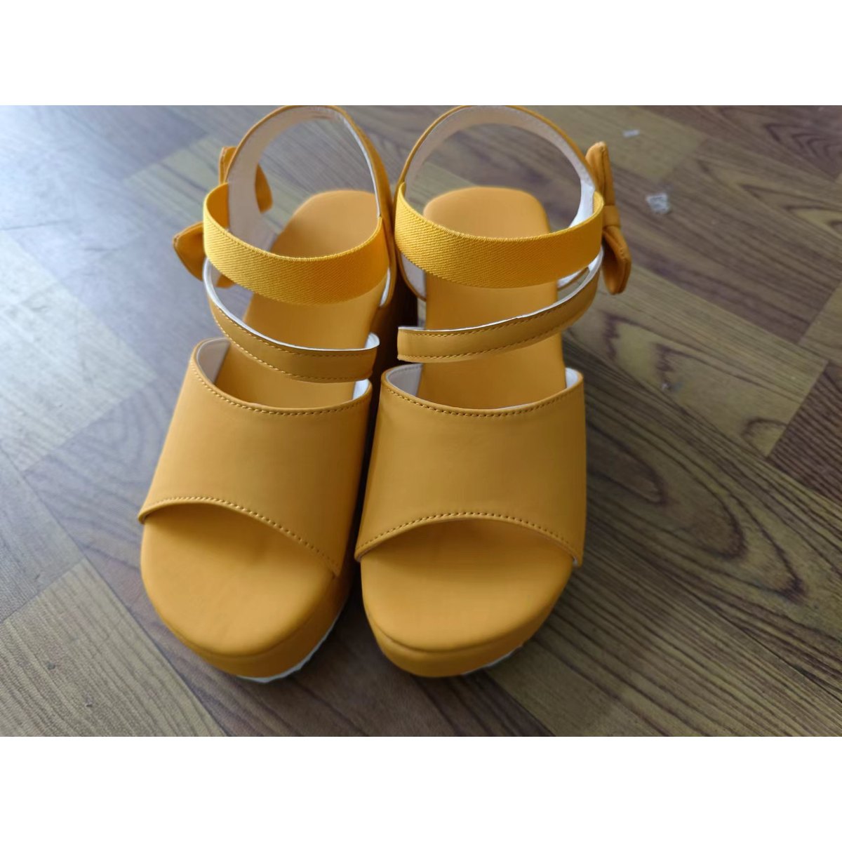 Women's Plus Size Suede Wedge Peep Toe Sandals
