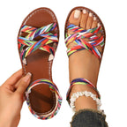 Women's Plus-size Woven-strap Flat Sandals