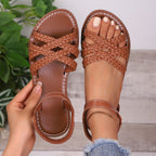 Women's Plus-size Woven-strap Flat Sandals