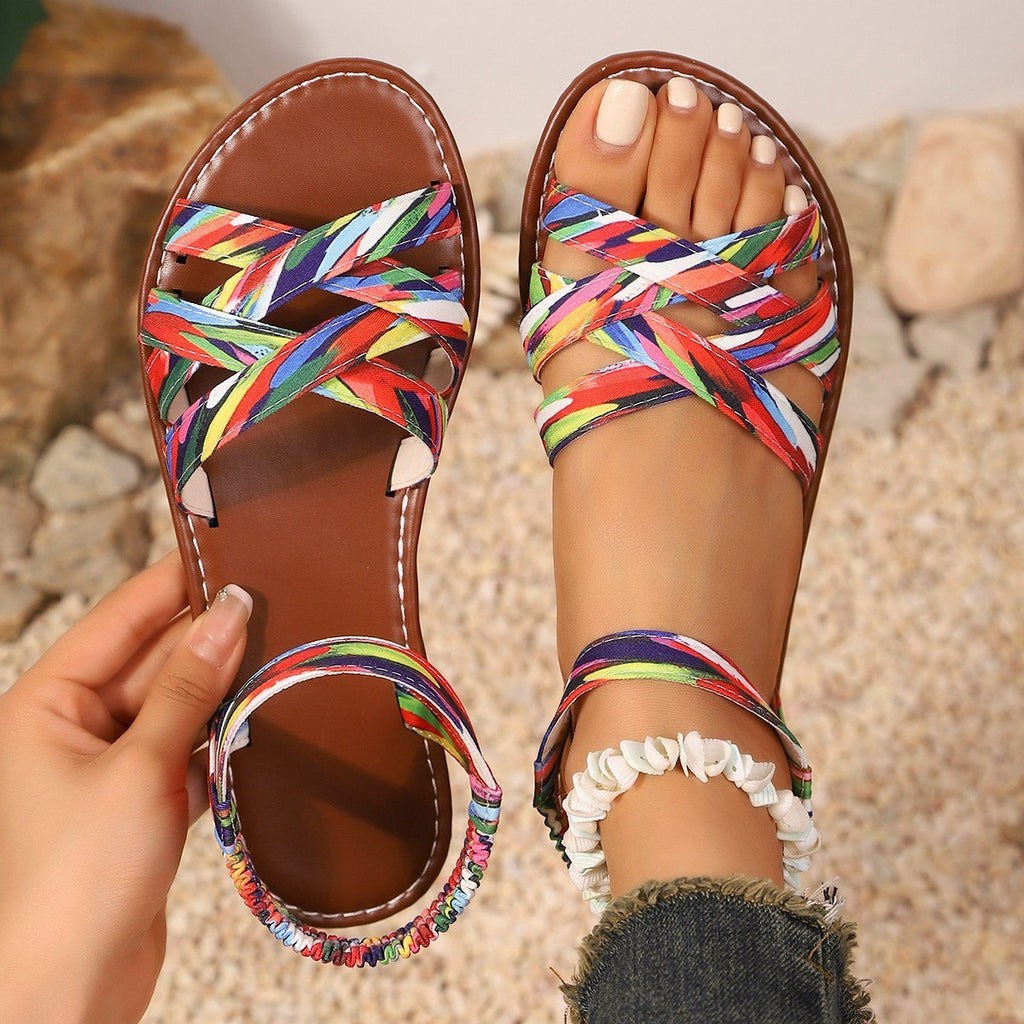 Women's Plus-size Woven-strap Flat Sandals