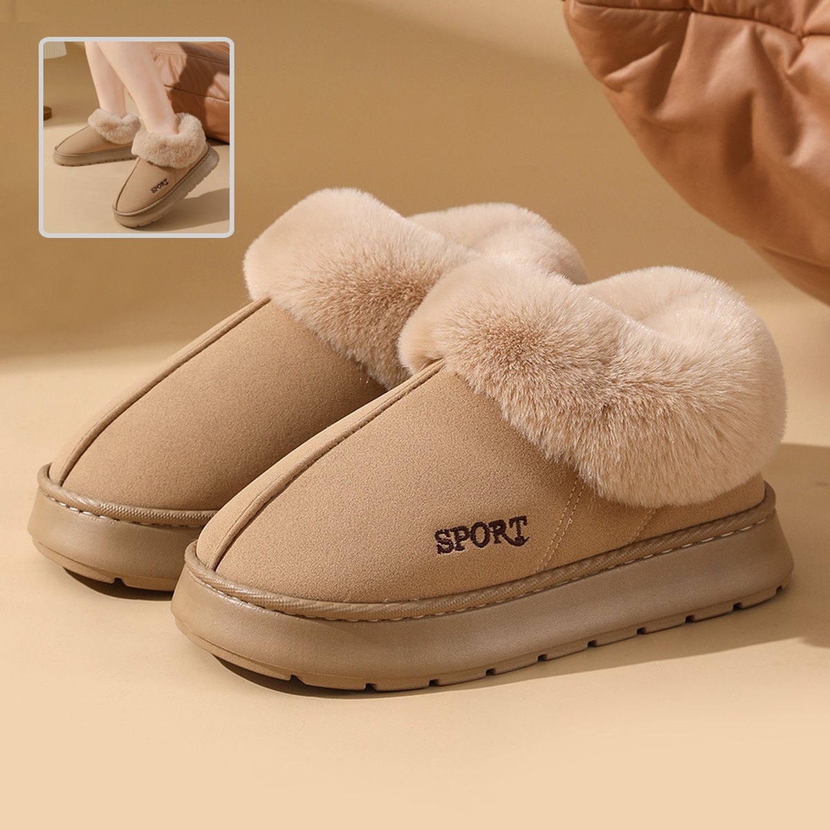 Women's Plush Cotton Shoes Warm Home Slippers Outdoor