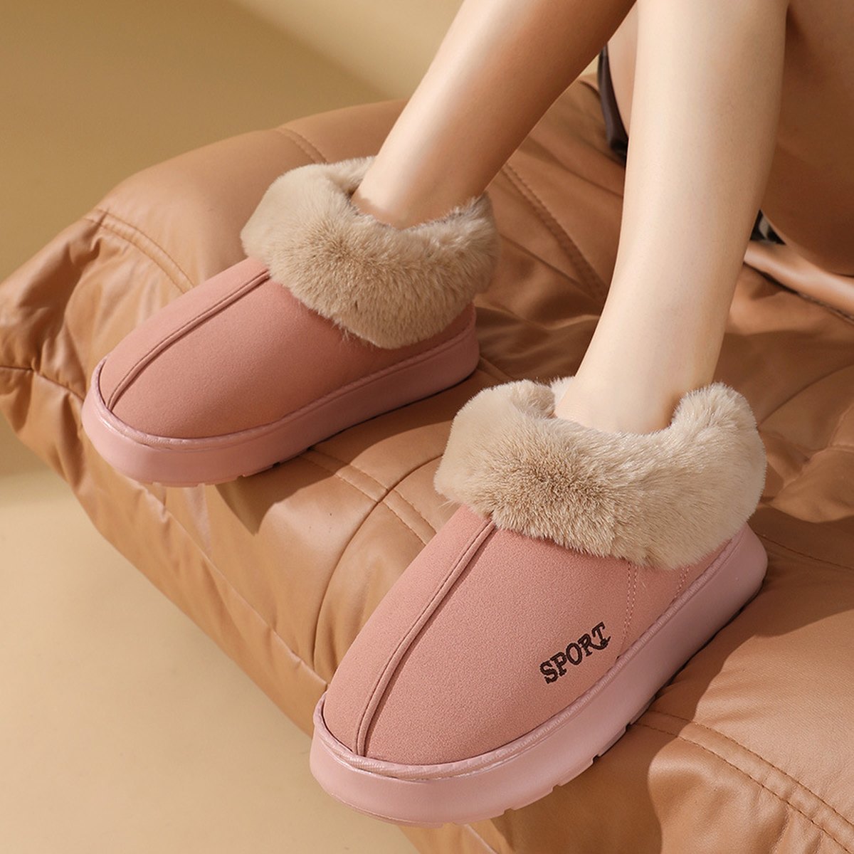 Women's Plush Cotton Shoes Warm Home Slippers Outdoor