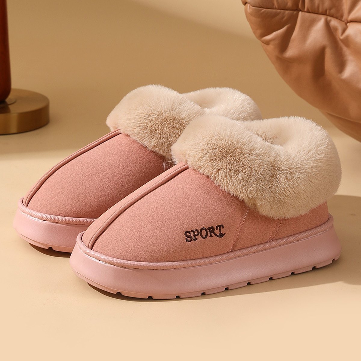 Women's Plush Cotton Shoes Warm Home Slippers Outdoor