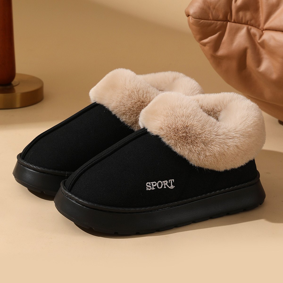 Women's Plush Cotton Shoes Warm Home Slippers Outdoor
