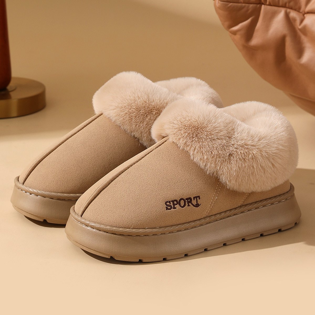 Women's Plush Cotton Shoes Warm Home Slippers Outdoor