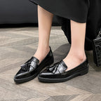 Women's Pointed-toe Slip-on Tassel Shoes In Plus Sizes
