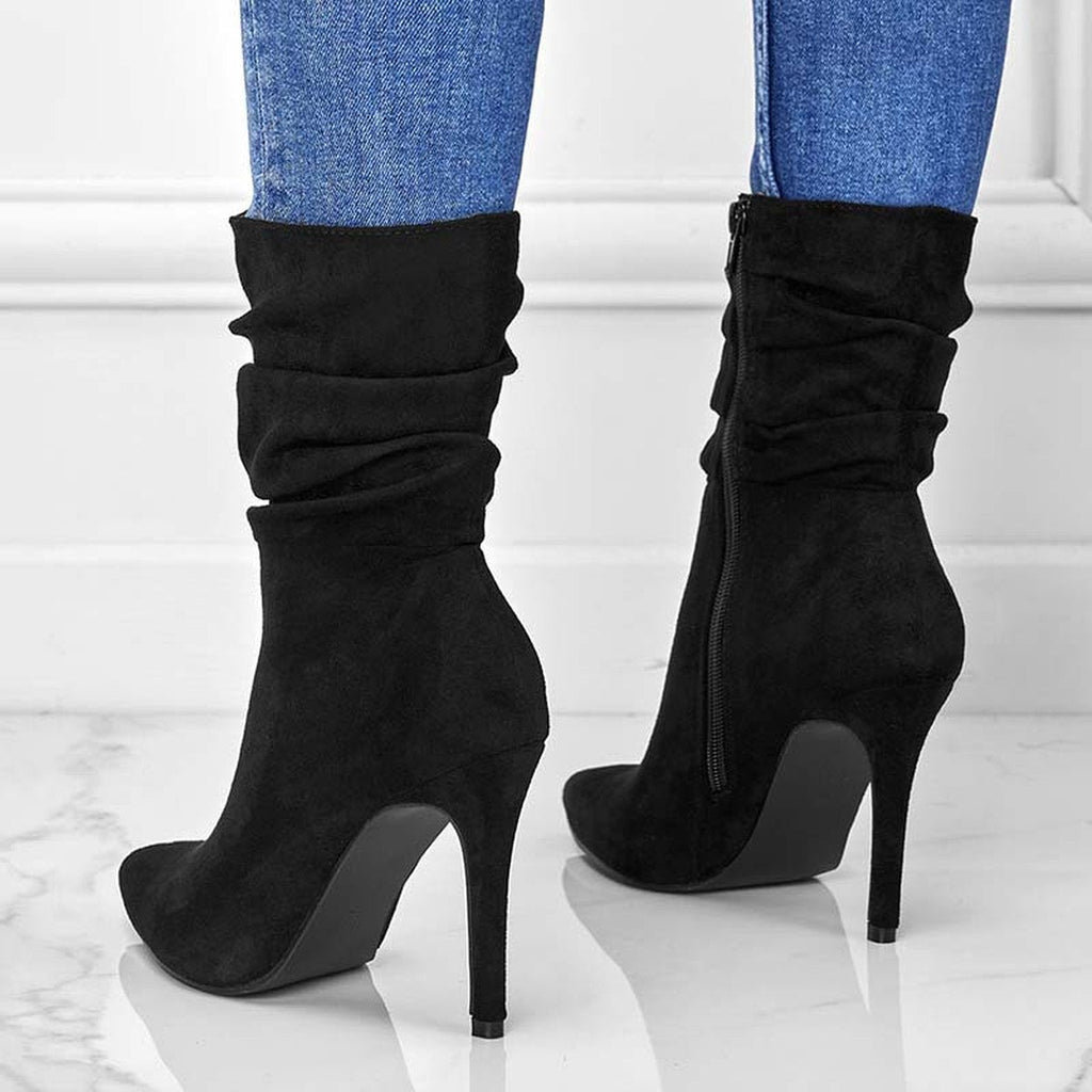 Women's Pointed Toe Stiletto Heel Ankle Boots Side