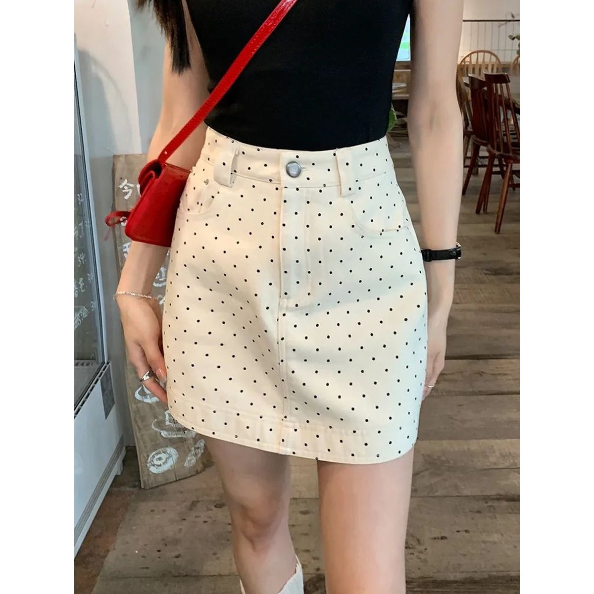Women's Polka-dot Denim Skirt