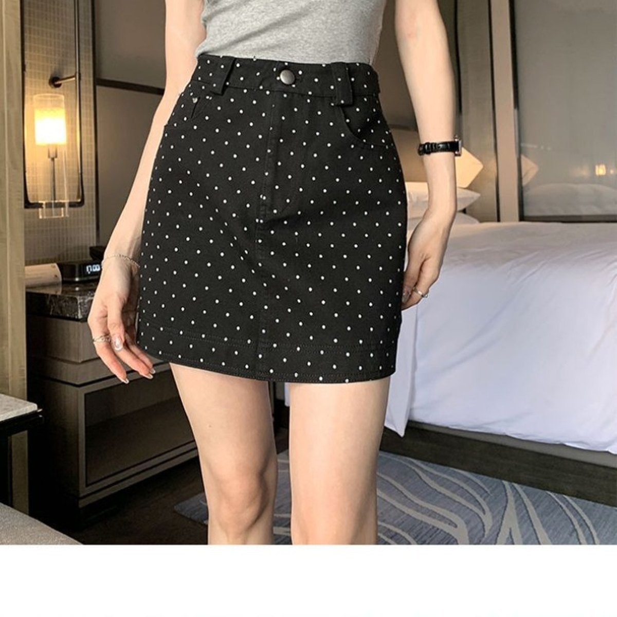 Women's Polka-dot Denim Skirt