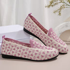 Women's Printed Round Toe Flat Shoes Casual Hollow