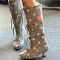 Women's Printed Strap Knee-length Elastic Thigh-high Boots