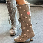 Women's Printed Strap Knee-length Elastic Thigh-high Boots
