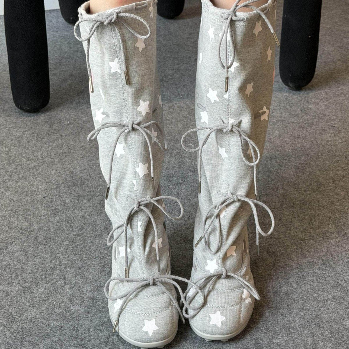 Women's Printed Strap Knee-length Elastic Thigh-high Boots