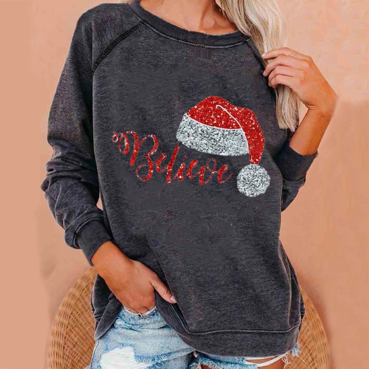 Women's Printed Theme Hoodie Fleece Plus Size