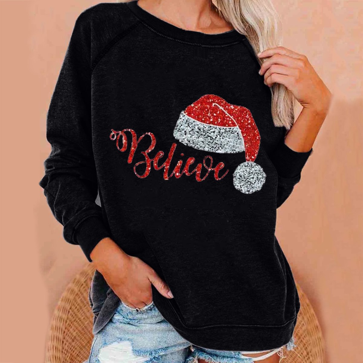 Women's Printed Theme Hoodie Fleece Plus Size